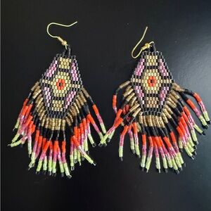 Multicolor beaded drop earrings